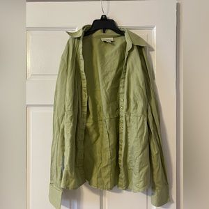 Green button up shirt